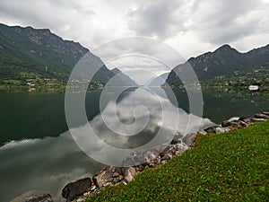 Lakeshore of Lake Idro Italy near the town of Crone