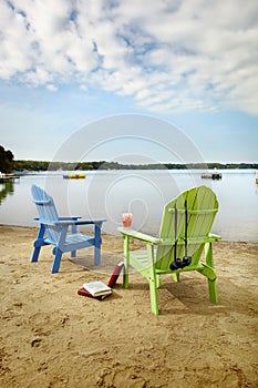 Lakeside beach lounging