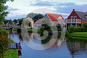 Lakeside holiday homes morning idyll photo