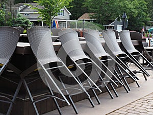 Lakeside Outdoor Patio Bar With Tables and Chairs