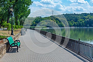 Lakeside promenade at Valea Morilor park in Chisinau, Moldova