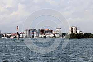 Lakeside view of city of kochi.