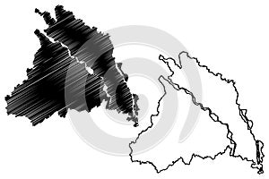 Lakhimpur Kheri district Uttar Pradesh State, Republic of India map vector illustration, scribble sketch Lakhimpur Kheri map photo
