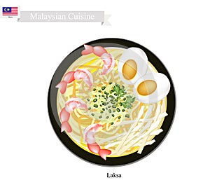 Laksa or Malaysian Rice Noodle in Spicy Soup