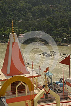 Lakshman Jhula, Rishikesh, India. The river Ganges