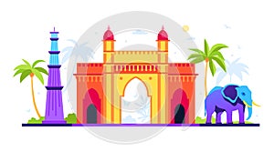 Lal Qila or Red Fort- modern colored vector illustration