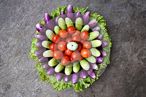 Lalapan or fresh raw vegetables basket