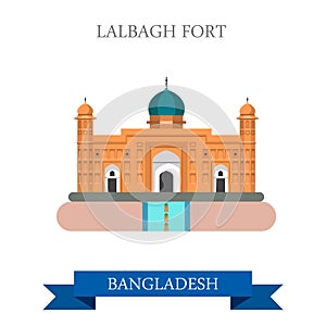 Lalbagh Fort Dhaka Bangladesh landmarks vector flat attraction