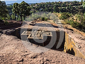 Lalibela, Ethiopia. Famous Rock-Hewn Church of Saint George - Bete Giyorgis