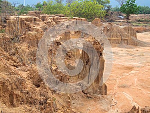 Lalu Park in Sakaeo province, Thailand, due to soil erosion has produced stranges shapes