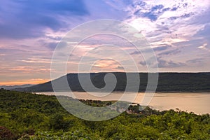 Lam Takong reservoir dam at sunset