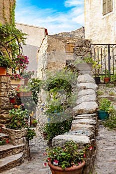 Lama, a hilltop town nestled in the mountains. Balagne,Corsica, France. Lama, a picturesque hillside village in Balagne, Corsica