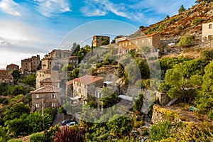 Lama, a hilltop town nestled in the mountains. Balagne,Corsica, France. Lama, a picturesque hillside village in Balagne, Corsica