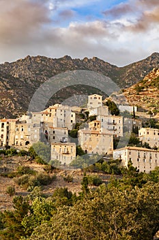 Lama, a hilltop town nestled in the mountains. Balagne,Corsica, France. Lama, a picturesque hillside village in Balagne, Corsica