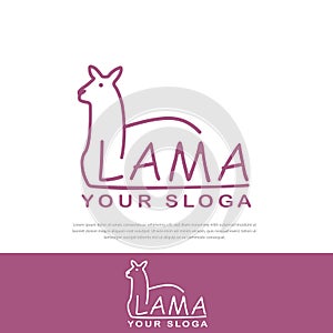 Lama stylized line logo vector illustration