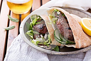 Lamb burgers in a pita