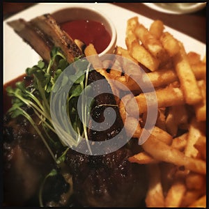 Lamb chop with fries