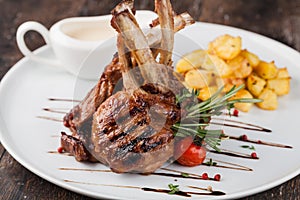 Lamb chop meal with potato