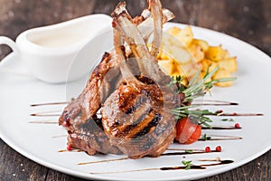 Lamb chop meal with potato