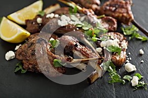 Lamb chops with herbs and feta