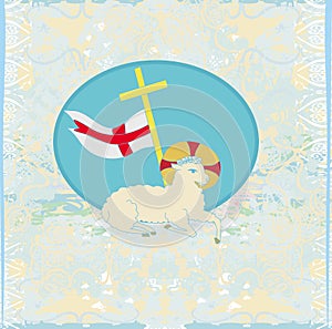 Lamb with Cross - Abstract grunge card