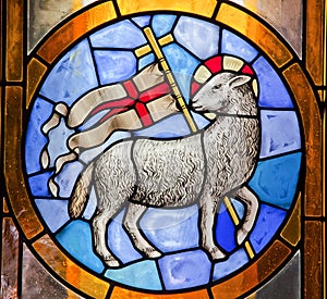 Lamb Cross Stained Glass Duomo Cathedral Florence