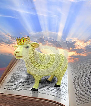 Lamb of god on bible