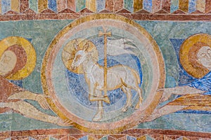 Lamb of God, a medieval fresco