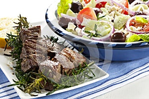 Lamb Kebabs with Greek Salad