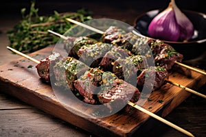 lamb kebabs marinating in herbs and spices