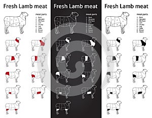 Lamb meat cuts scheme set