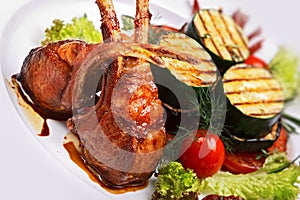 Lamb meat with garnish