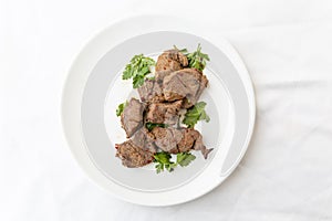 Lamb meat shish kebab with parsley