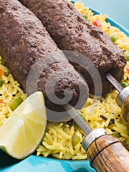 Lamb Mint and Garlic Sheesh Kebab with Pilau Rice