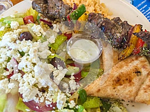 Lamb plate in Greek restaurant