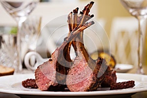 Lamb rack on a plate