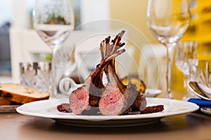 Lamb rack on a plate