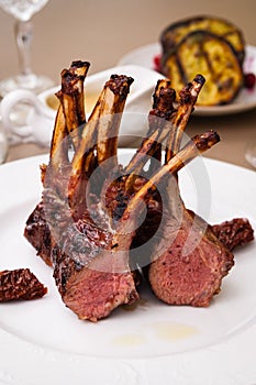 Lamb rack on a plate