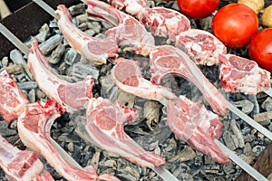 Lamb ribs barbequed