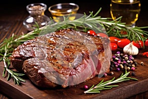 lamb rump steak carefully massaged with garlic and rosemary