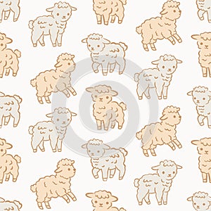 Lamb Seamless Pattern Sheep Farm Animals Print photo