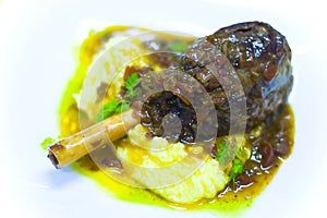 Lamb Shank on Potatoes