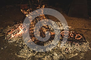 Cow ribbs on the spit,