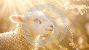 A lamb, symbolizing Judaism, stands against a golden background