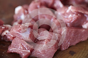 Lamb tender meat cut into cubes