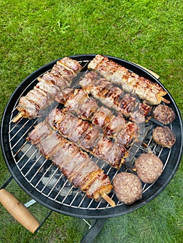 Lamb Tenderloin Cooking Barbecue with Meatballs