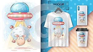 Lamb ufo - poster and merchandising.