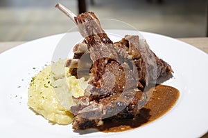 Lambchops served with mashed potato
