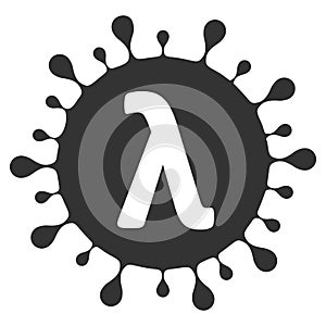 Lambda Covid Virus Vector Icon Flat Illustration