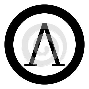 Lambda greek symbol capital letter uppercase font icon in circle round black color vector illustration flat style image
